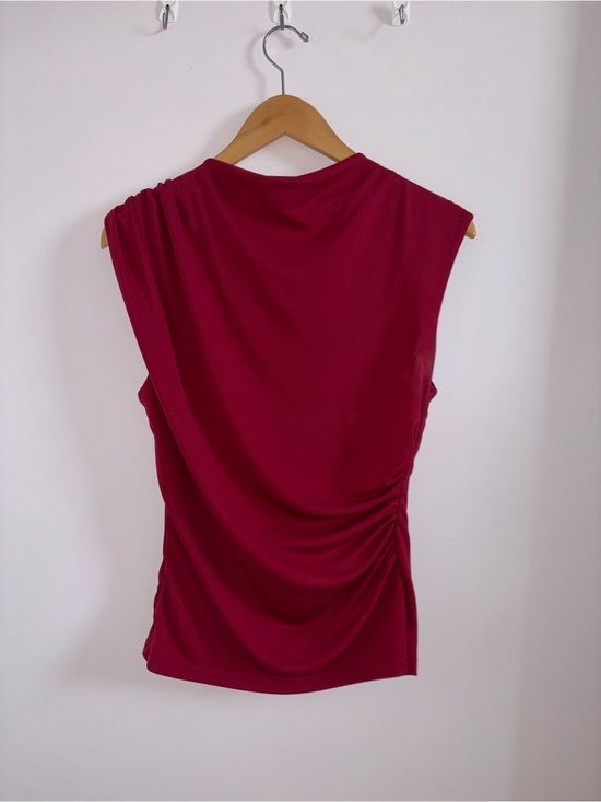 glam Tops - glam Sleeveless Ruched Tank Top - Burgundy